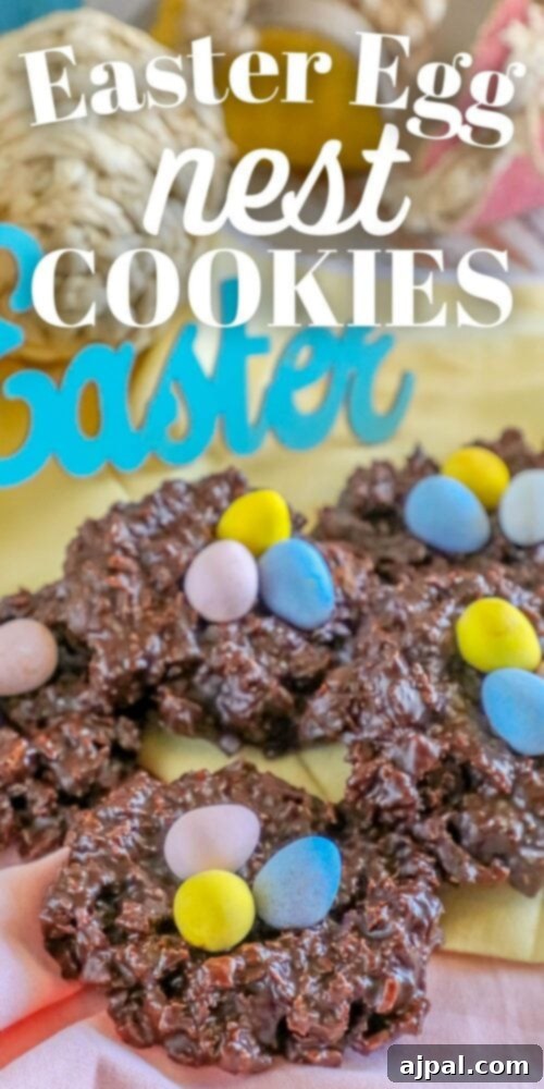 Easter Egg Nest Delights 14 A stunning final shot of a no-bake Easter Nest Cookie with Mini Eggs, highlighting its charming details.