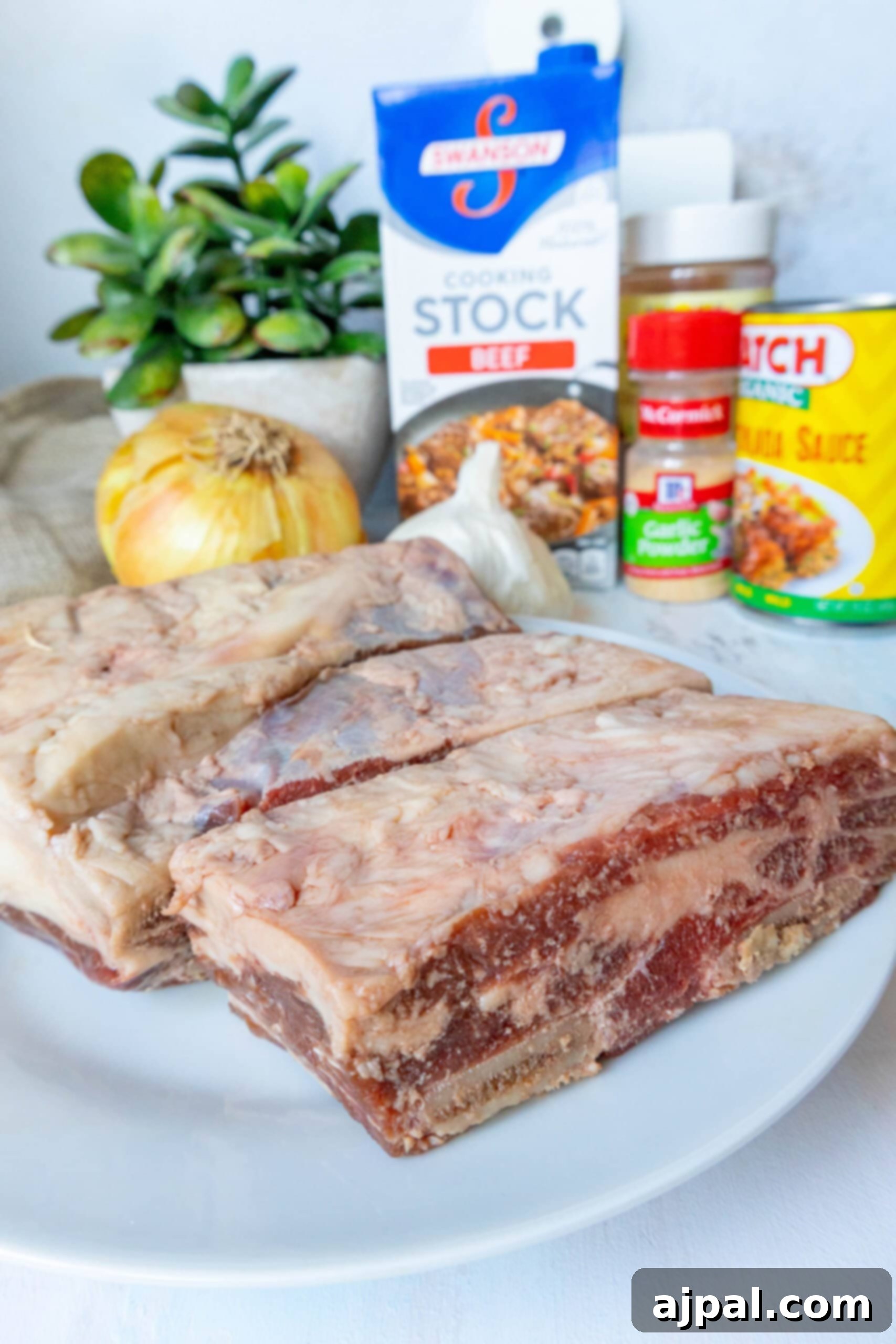 Pork ribs with spices, cooked in a pressure cooker.