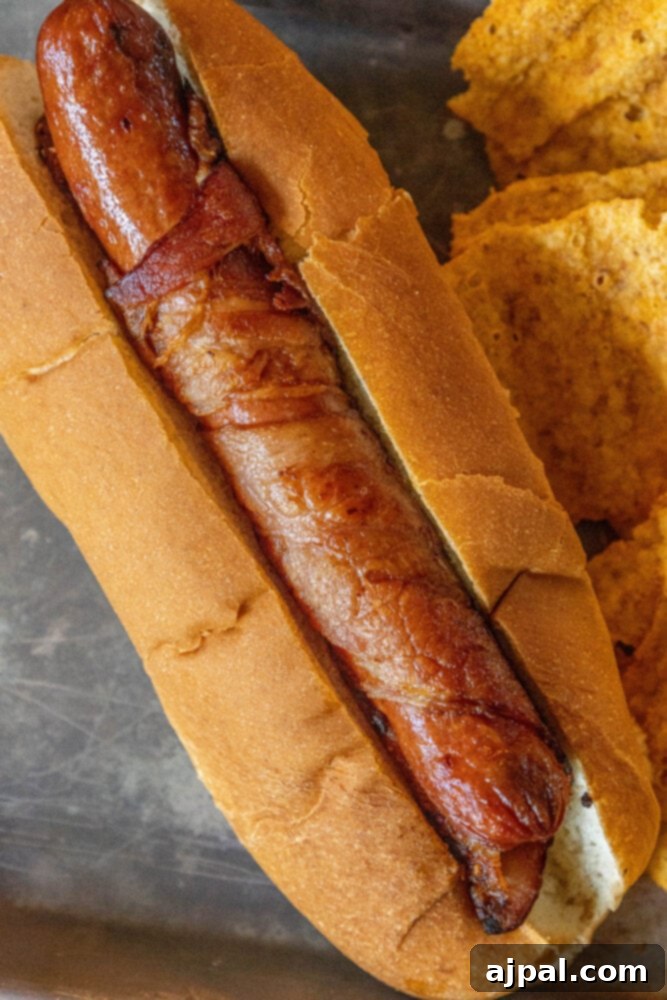 picture of bacon-wrapped hot dog in a bun