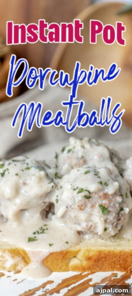 Easy Creamy Instant Pot Porcupine Meatballs 13 picture of creamy porcupine meatballs on a slice of sourdough bread