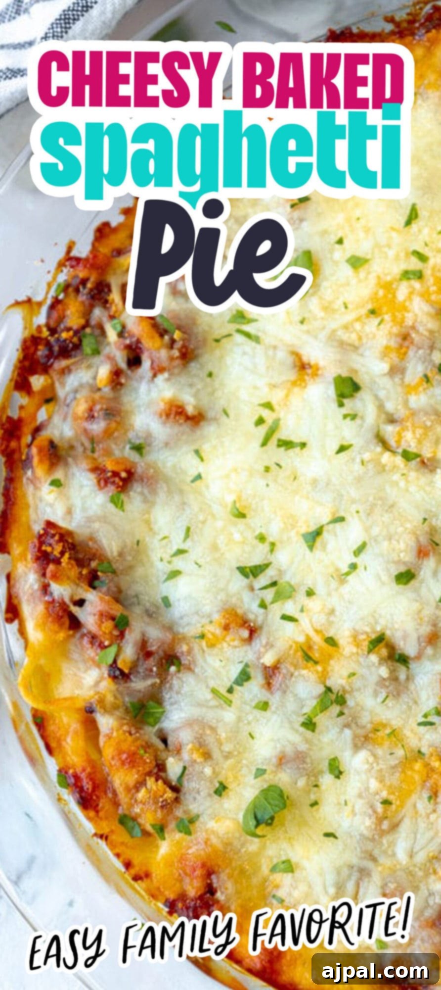 Easy Cheesy Baked Spaghetti Pie Recipe.