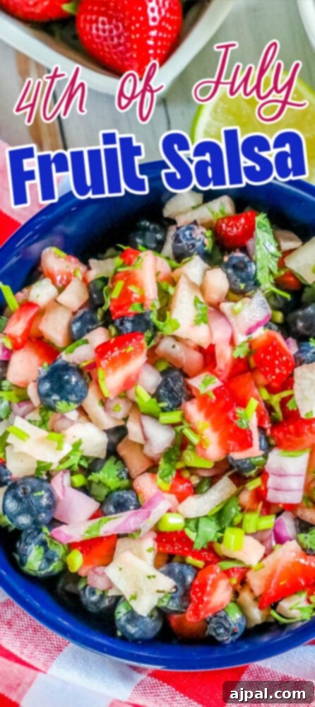 Red White Blue Fruit Salsa 10 A visually appealing 4th of July fruit salsa.