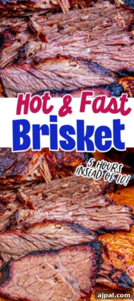 Hot and Fast Brisket Made Easy 11 picture of slice smoked brisket on a wooden cutting board, ready for serving