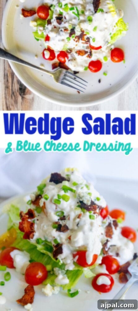 Classic Wedge Salad with Creamy Blue Cheese Dressing 8 Wedge salad with blue cheese dressing.