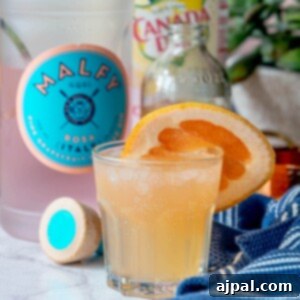 gin fizz with grapefruit on a table
