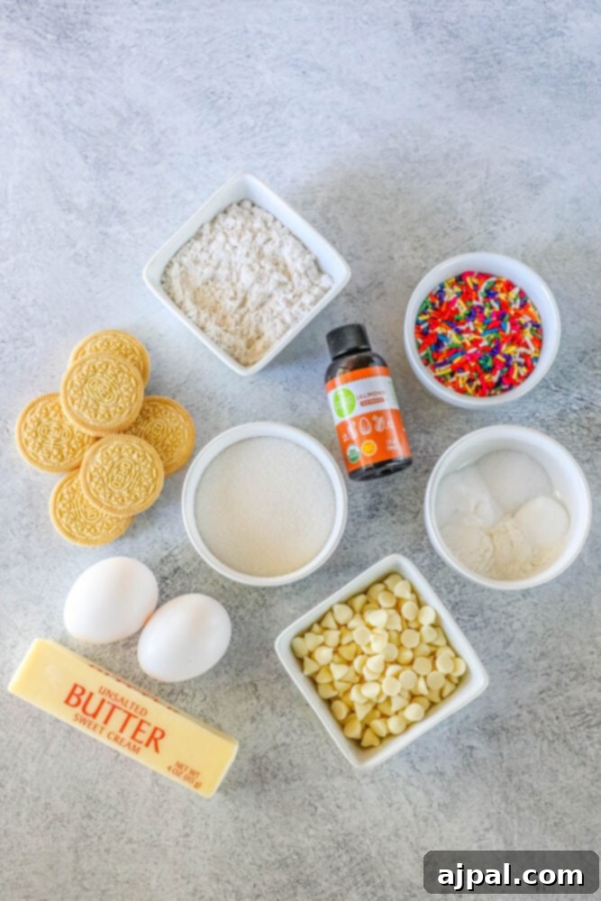 Mega Sprinkle Celebration Cookies 11 A bowl of jumbo funfetti cookie ingredients.