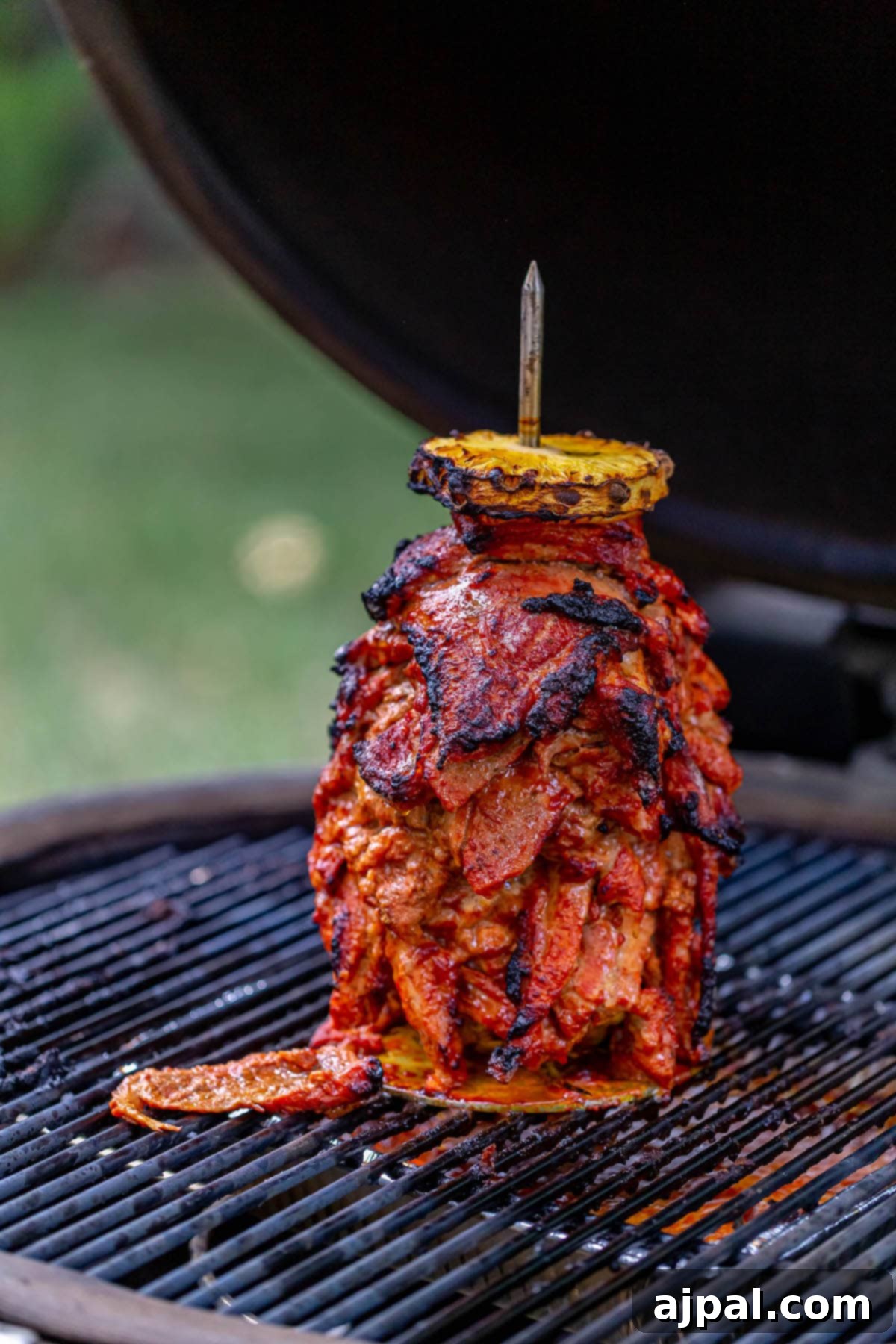 picture of smoked al pastor on a grill