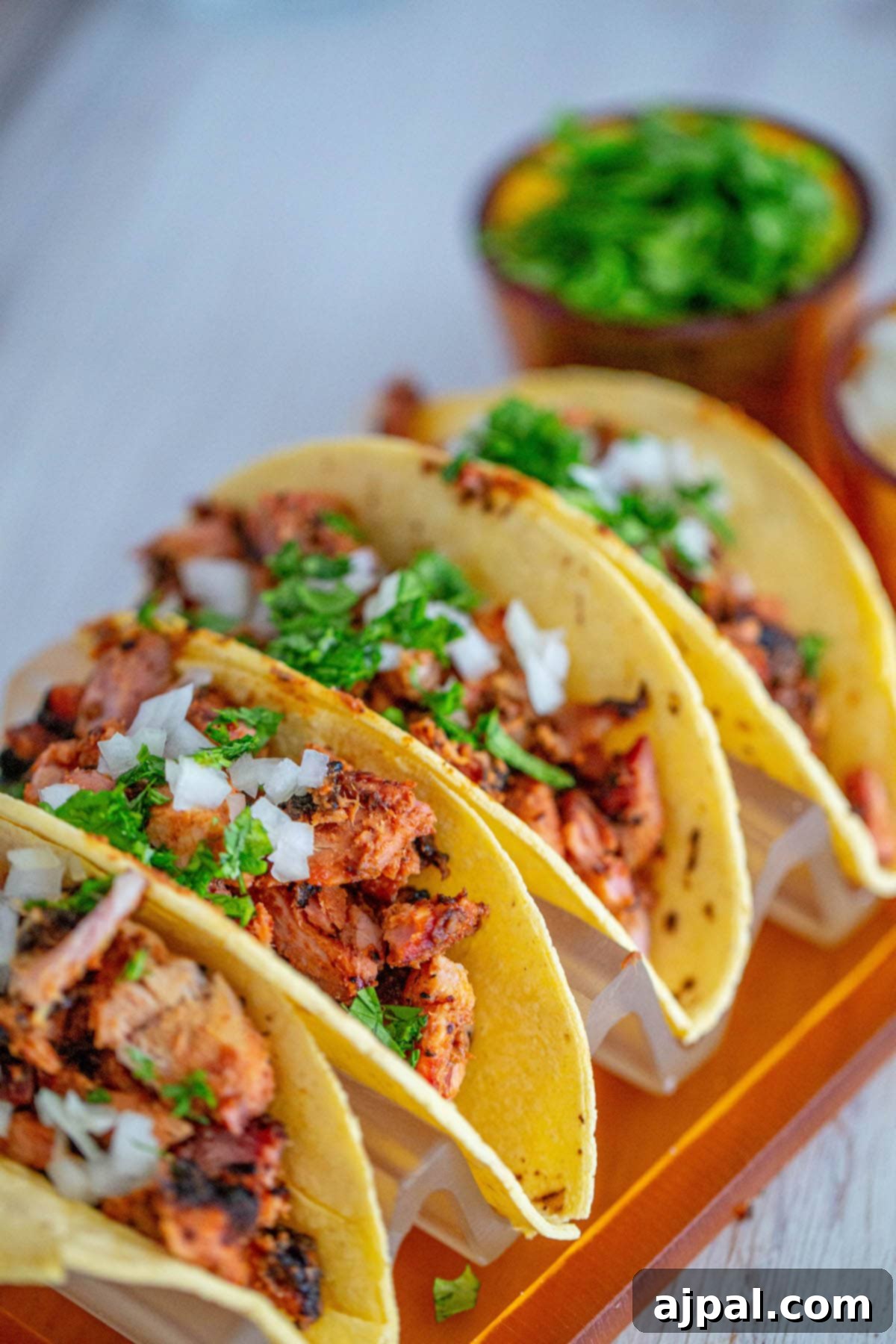 Orange tray, smoked al pastor.