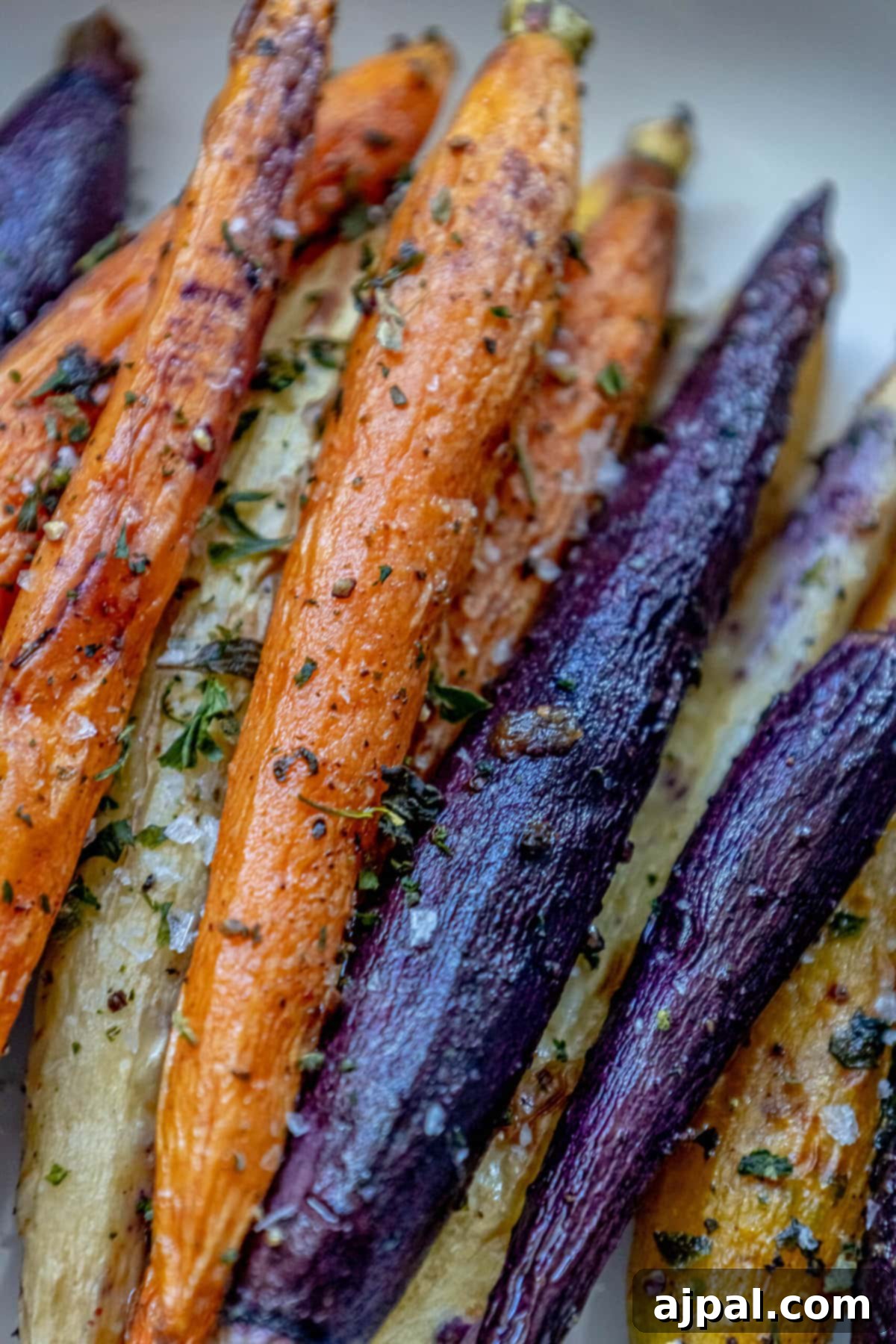 Roasted carrots with rosemary and thyme, an easy herbed grilled carrots recipe.