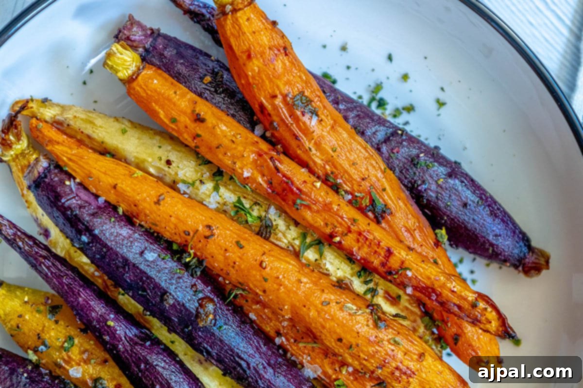 Easy grilled carrots on a plate with a fork.