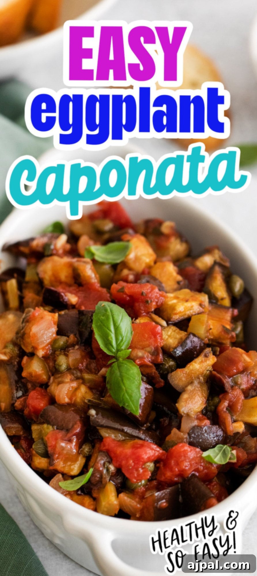 No-Fuss Eggplant Caponata 14 A simple yet elegant bowl of easy vegan eggplant caponata, perfectly cooked and ready to serve.