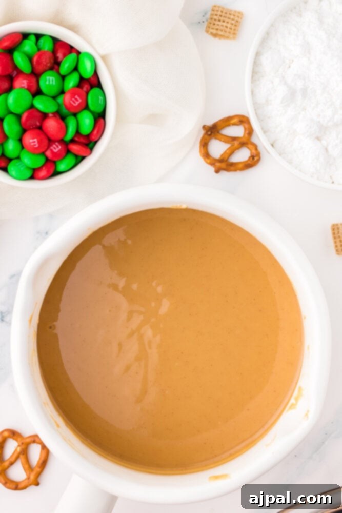 picture of mixed peanut butter white chocolate mixture