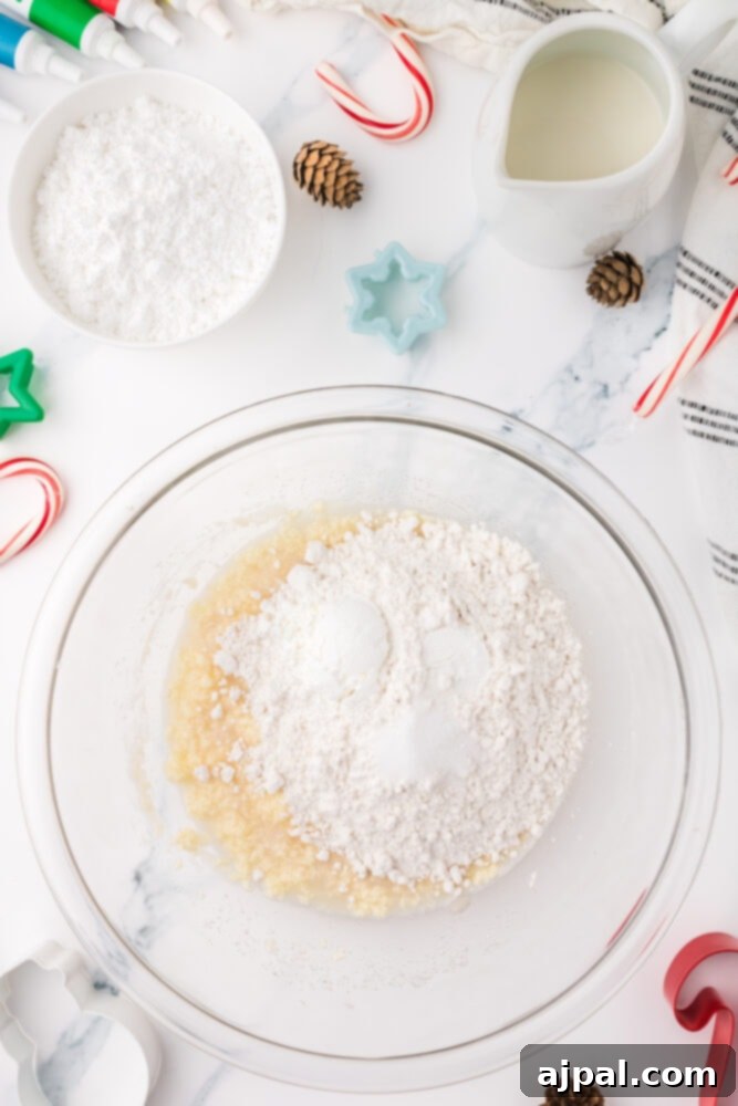 Simple Frosted Christmas Sugar Cookies 6 picture of flour and sugar in a bowl