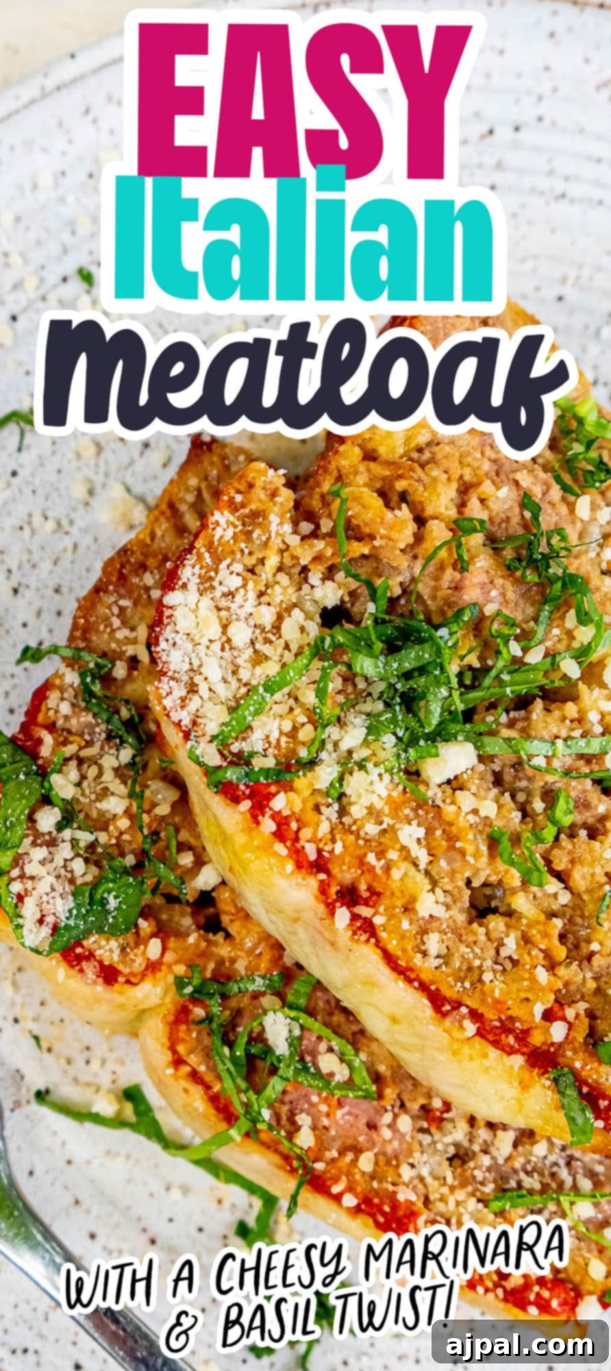 slices of marinara topped meatloaf with mozzarella cheese and basil on top on a white plate