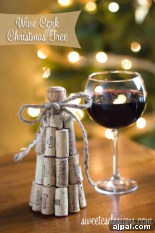Handmade Wine Cork Christmas Tree, a perfect rustic and eco-friendly holiday decoration.