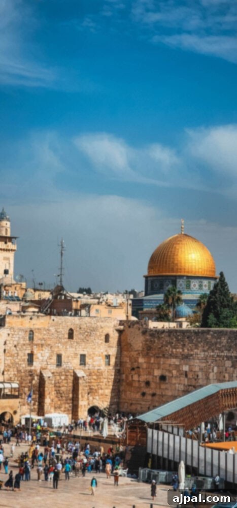 Authentic Jerusalem Salad 9 An iconic view of the Dome on the Rock and the Western Wall, representing the spiritual heart of Jerusalem.
