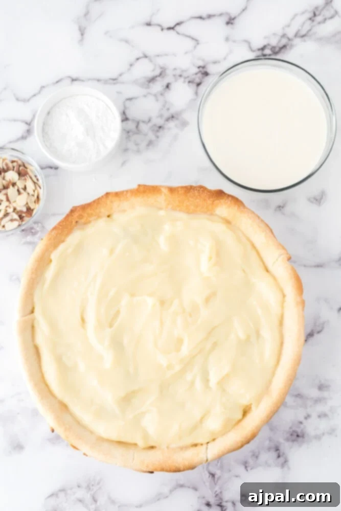 Creamy Banana Delight 11 banana cream filling in a baked pie crust in a pie dish