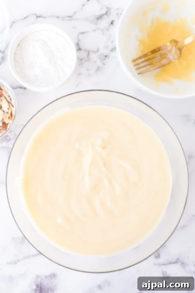 Creamy Banana Delight 8 mixed custard in a bowl