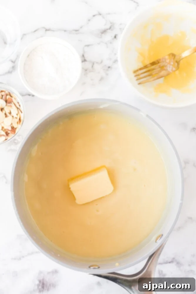 Creamy Banana Delight 9 butter over custard in a bowl