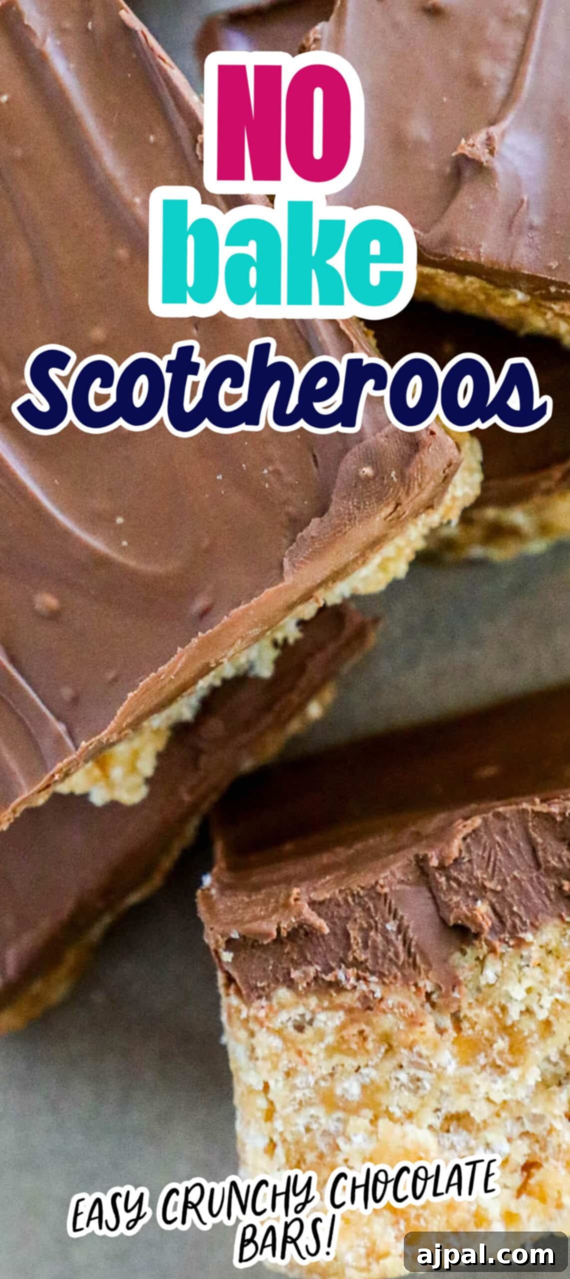 No bake scotcheroos made with chocolate bars.