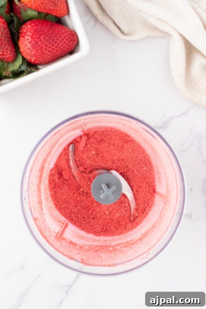 Fresh Strawberry Layer Cake 11 blended freeze dried strawberries