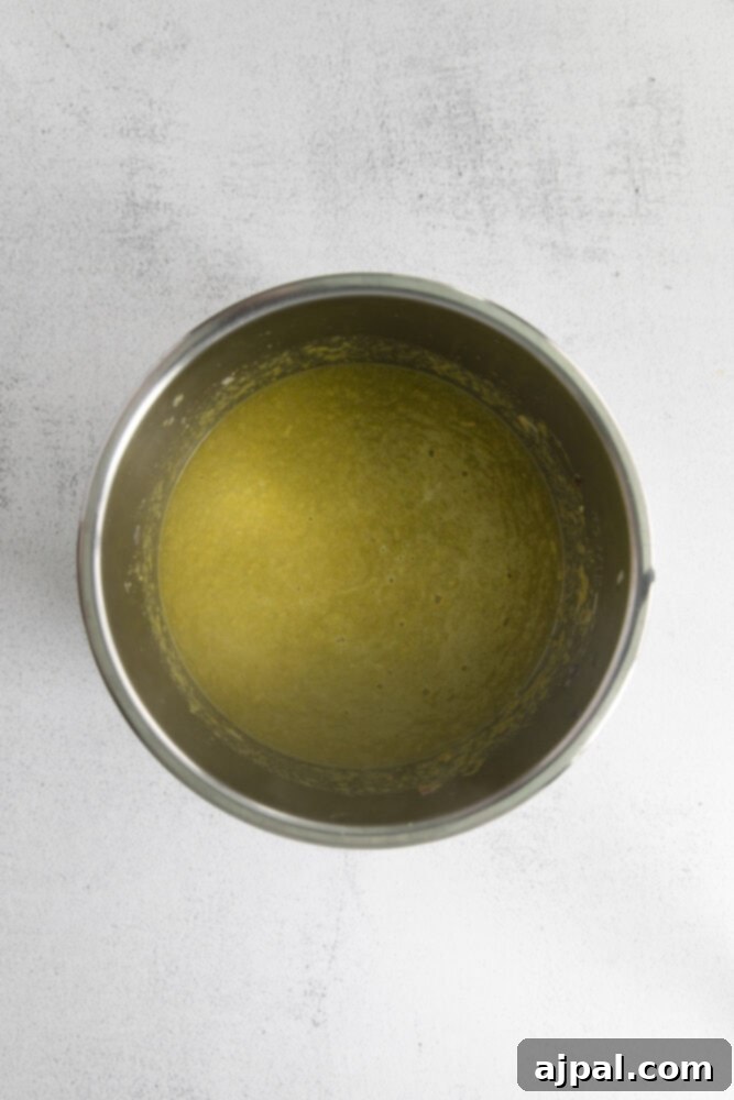 Velvety Instant Pot Asparagus Soup 6 butter, stock, garlic in an instant pot