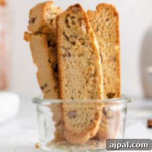 baked biscotti with pecan in a jar on a table