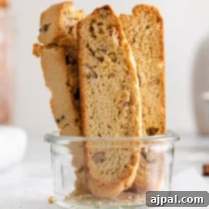 baked biscotti with pecan in a jar on a table