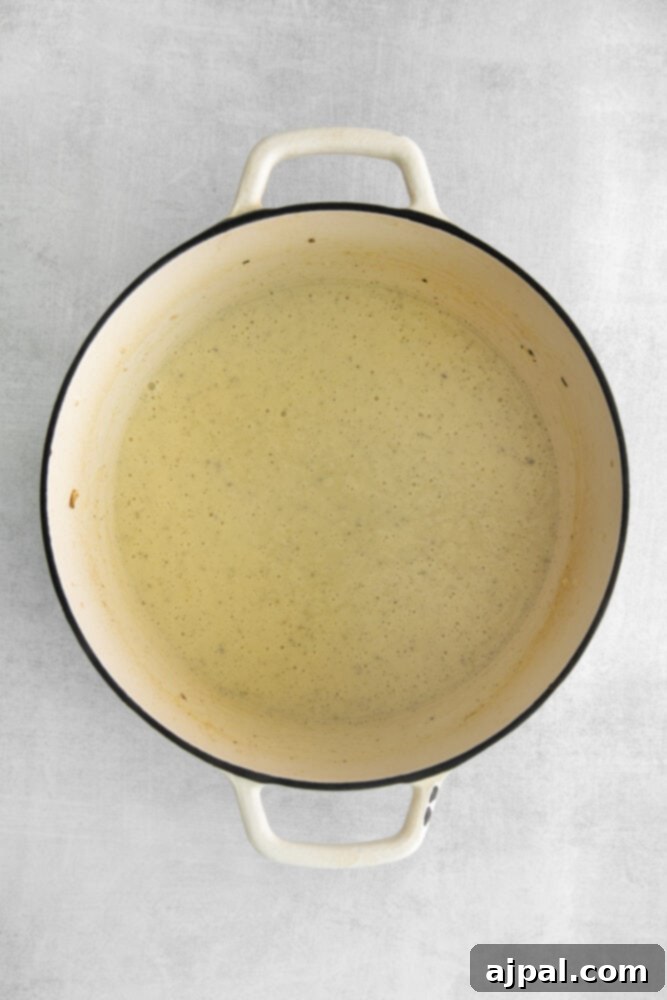 blended soup in a dutch oven