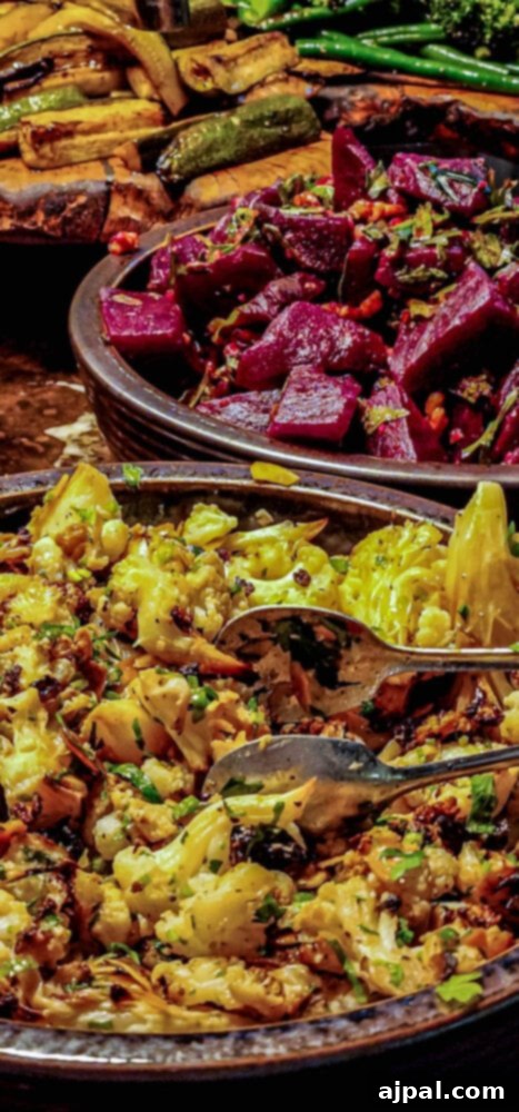 A bountiful table filled with roasted cauliflower, tahini, and cranberries, inviting diners to enjoy a healthy and flavorful meal.