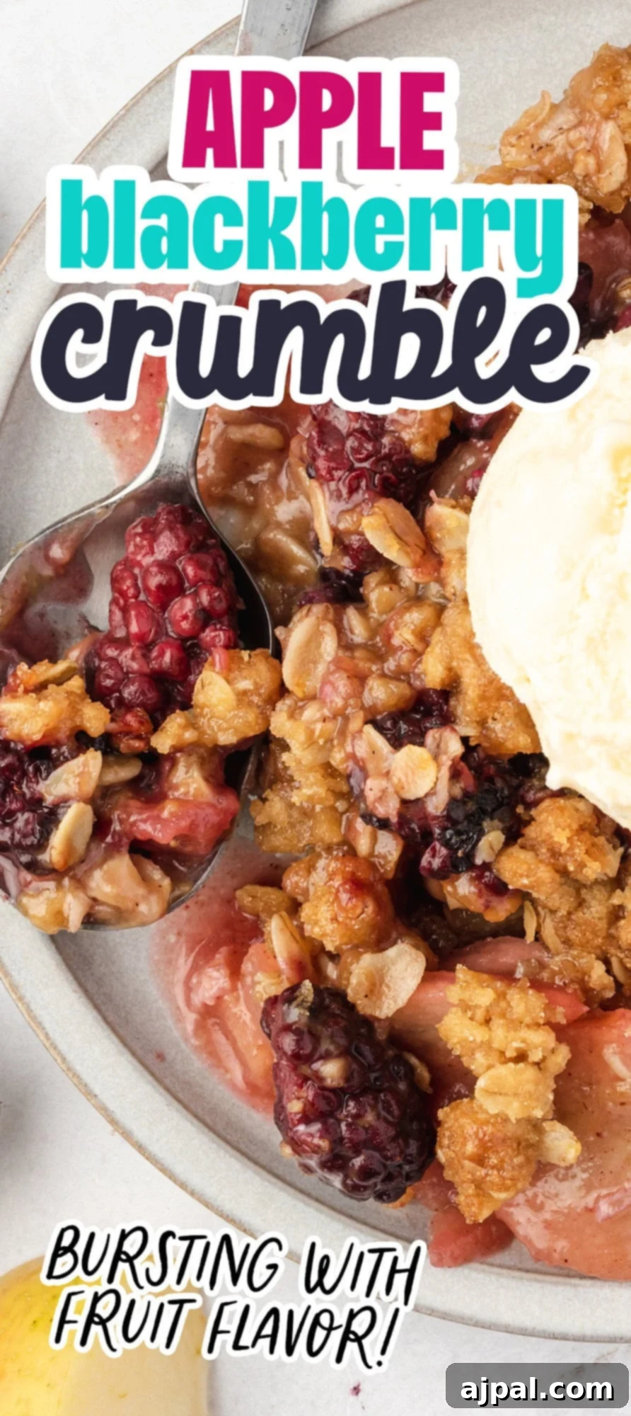 Apple and Blackberry Crumble 9 A beautifully baked Apple Blackberry Crumble, golden and bubbling