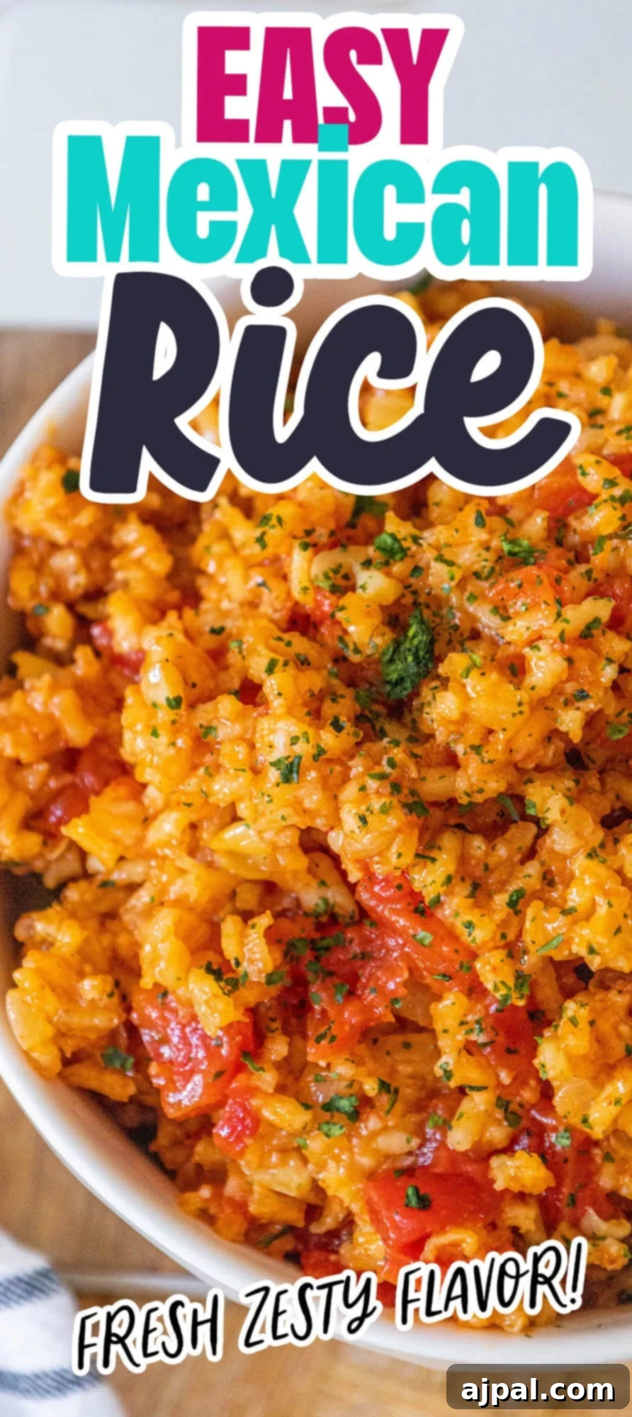 A bowl of simple yet delicious Mexican rice, featuring red tomato chunks and fresh green cilantro, beautifully plated.