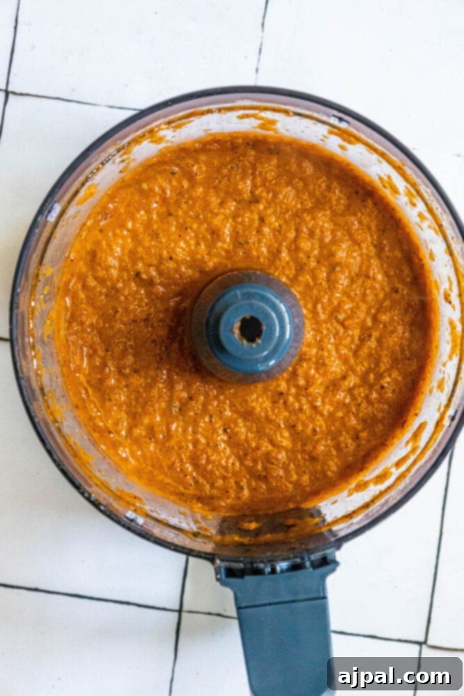 tinga sauce blended in a food processor