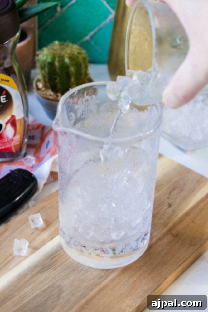 ice being poured into caraffe