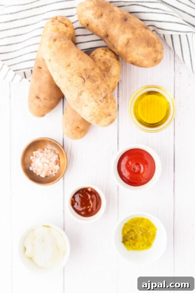 Ultimate Fry Dip 3 A selection of essential ingredients for French Fry Sauce laid out on a table, including mayonnaise, ketchup, pickle relish, and spices.