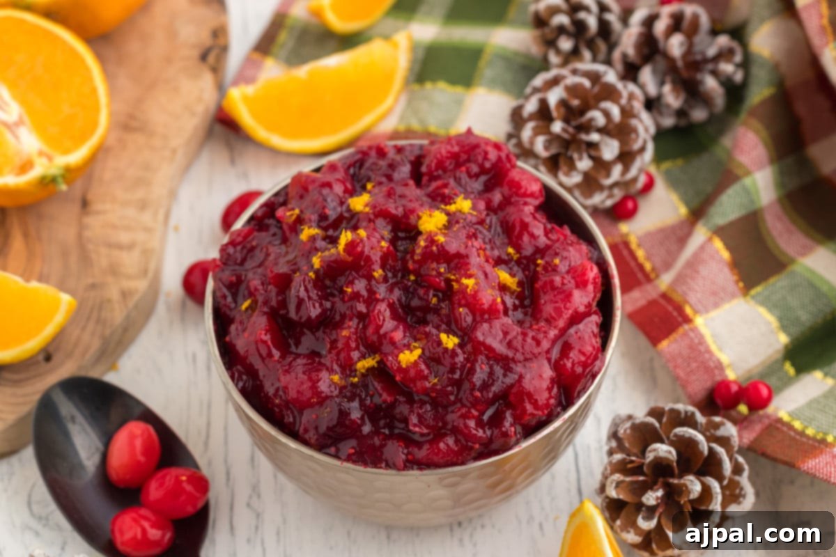 cranberry sauce with orange zest in a bowl on a table