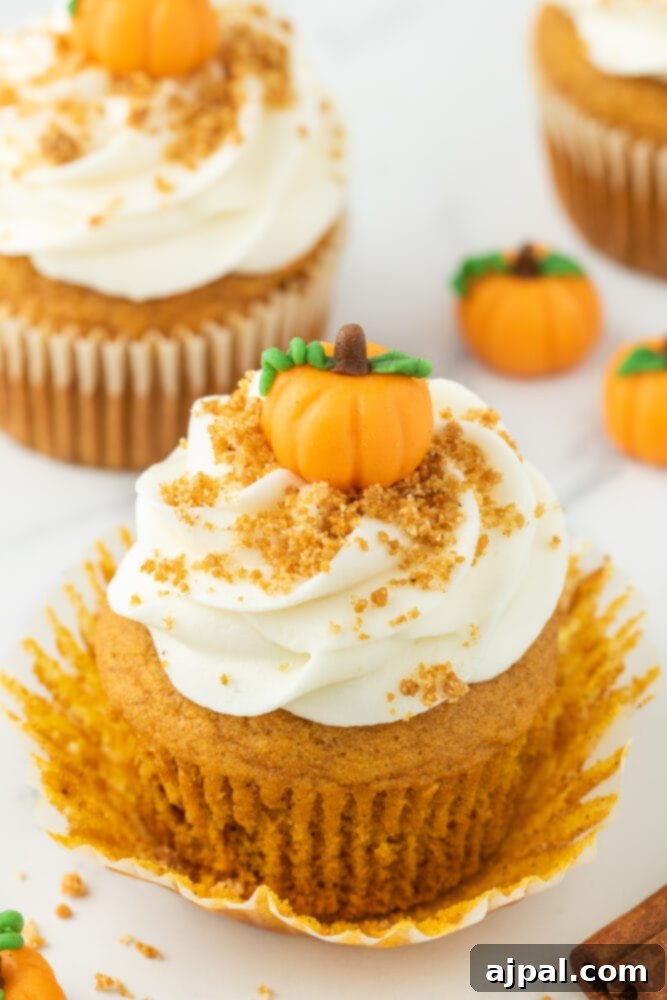Golden Pumpkin Spice Cupcakes 5 The best pumpkin cupcakes with rich cream cheese icing and cinnamon sticks.