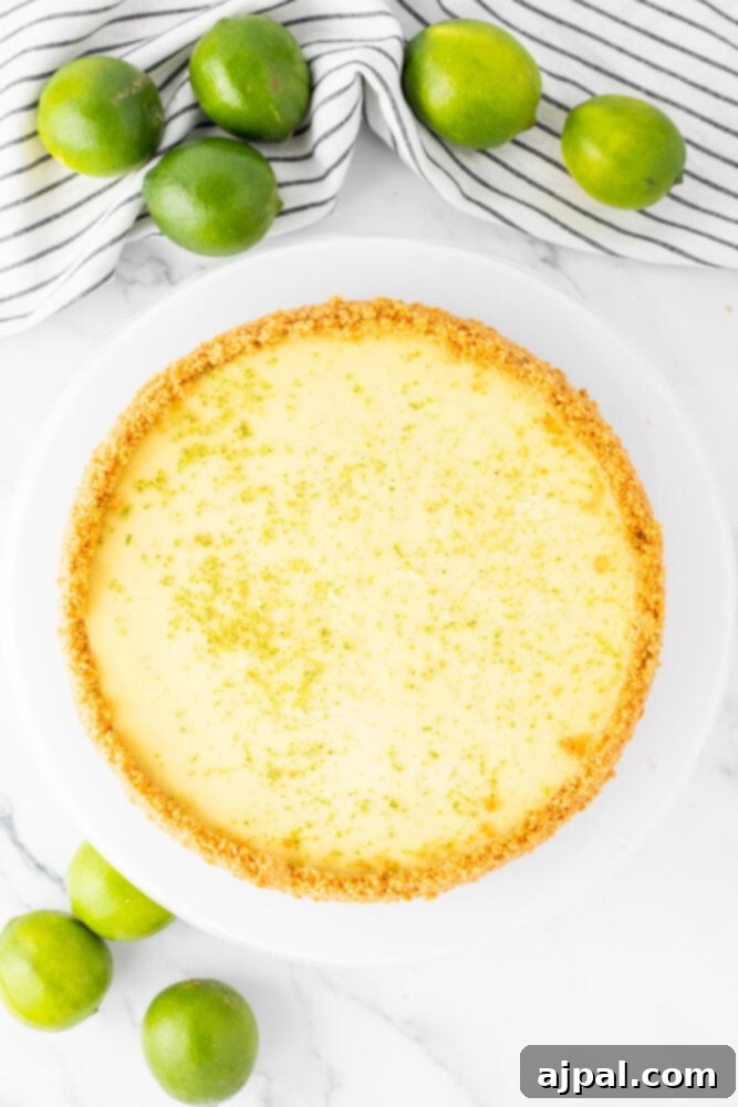 baked ley lime cheesecake on a plate
