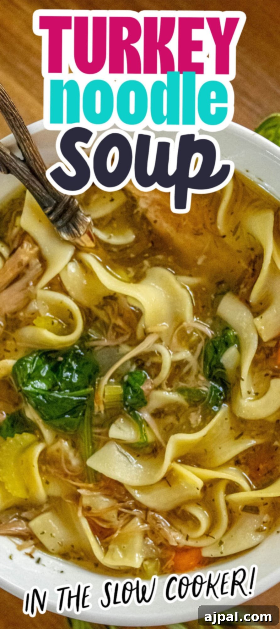 Hearty Slow Cooker Turkey Noodle Soup 12 A vibrant image of slow cooker turkey noodle soup, showcasing its rich texture and colorful ingredients.