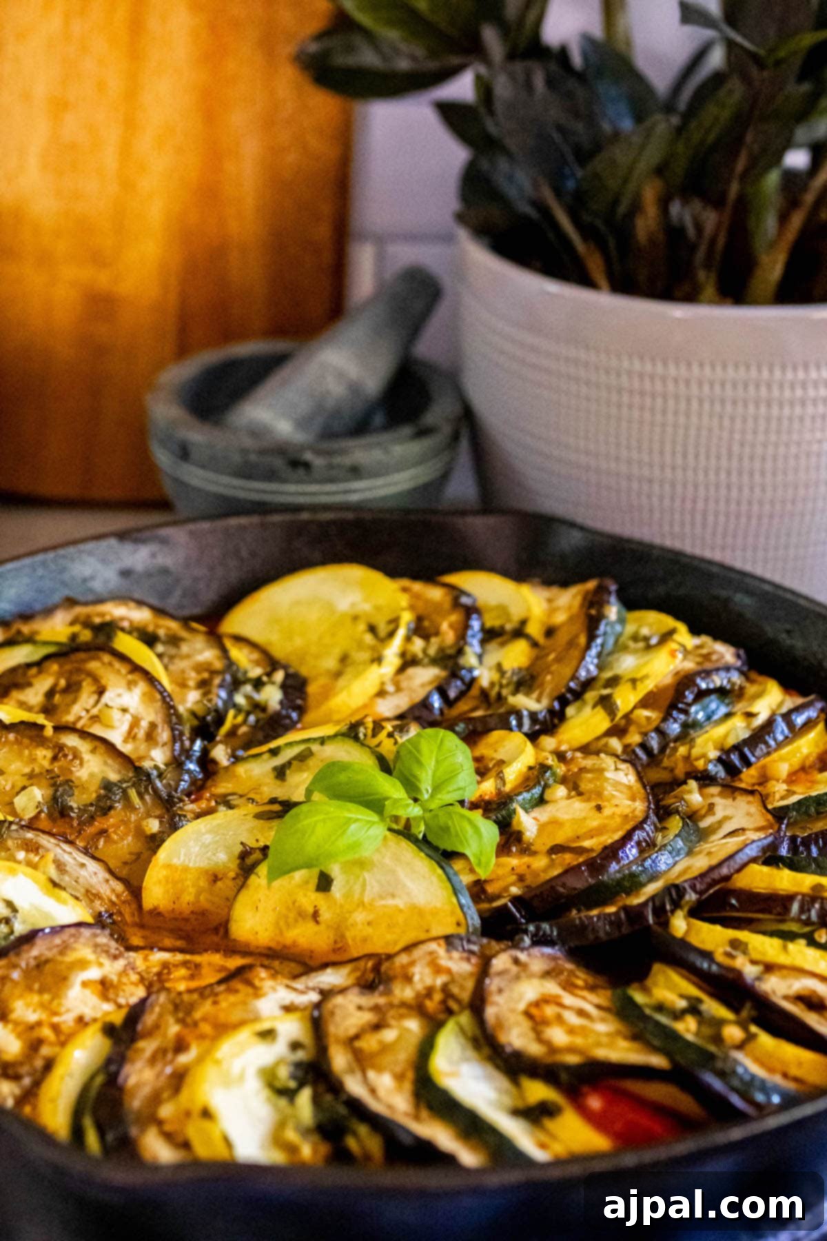 baked ratatouille in a pan