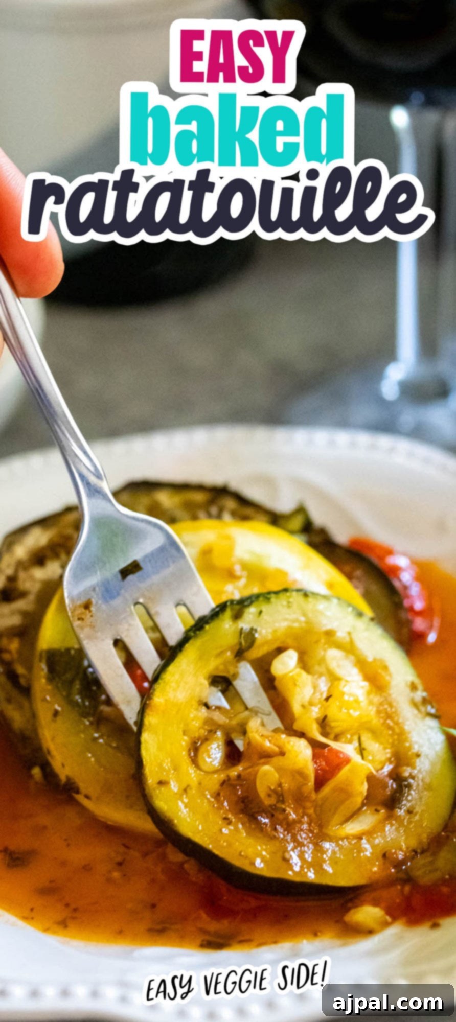 baked ratatouille on a white plate