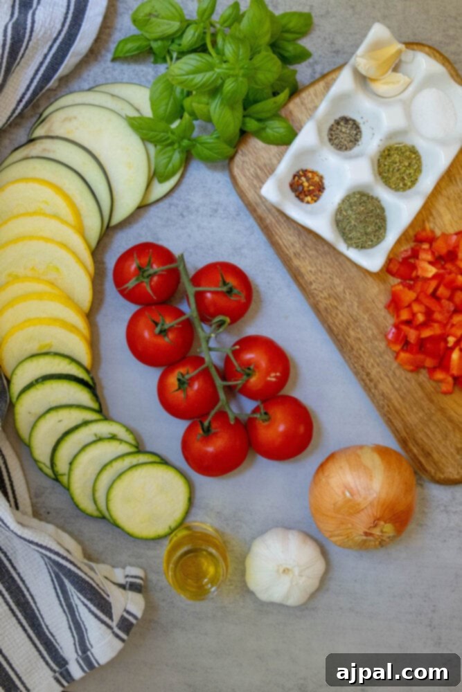 ratatouille ingredients on a table