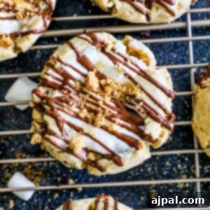 gluten free cookies topped with melted marshmallow, chocolate, and crumbled graham crackers on a cooling rack