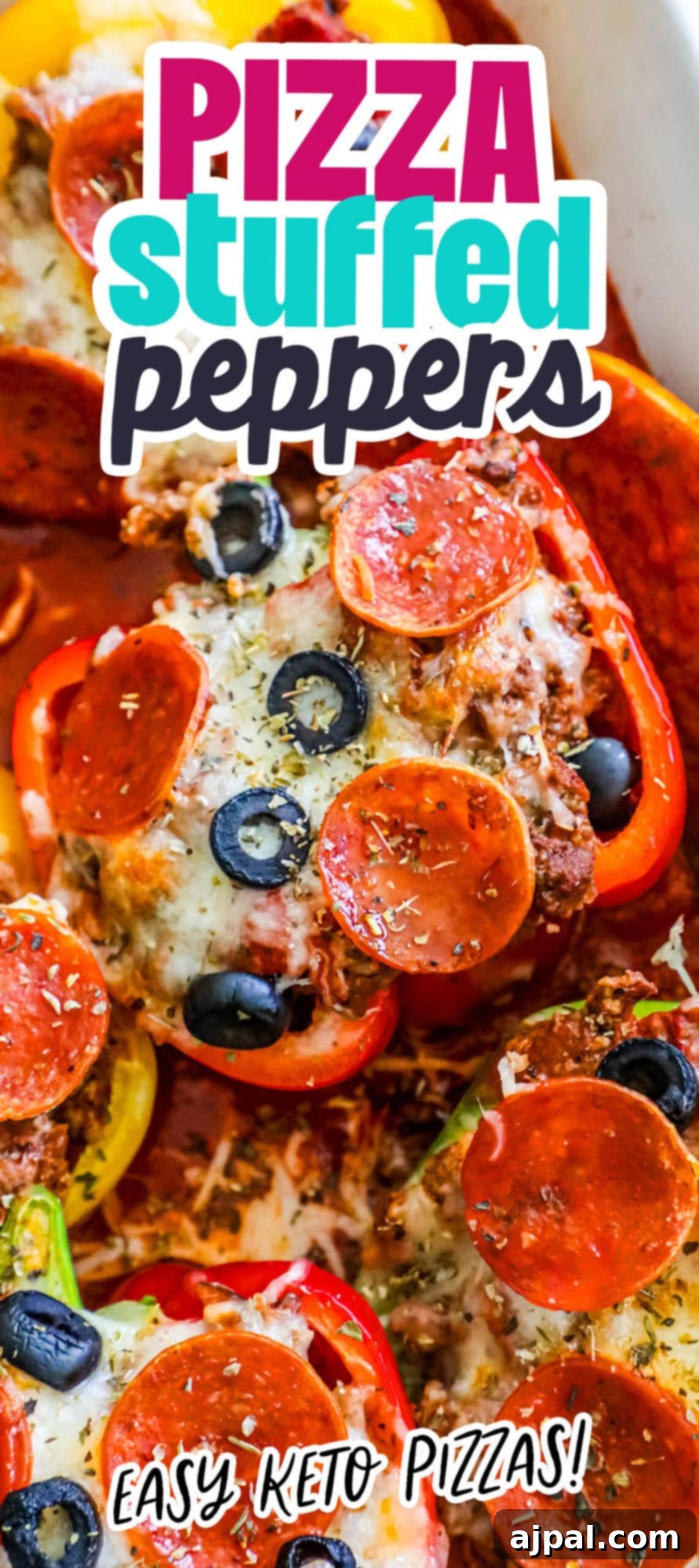 Pepper Pizzas 14 A beautifully presented serving of easy keto pizza stuffed pepper cups, highlighting a healthy and appealing meal.