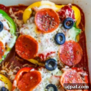 baked bell peppers with pizza toppings inside