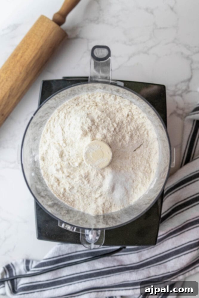 Foolproof Pie Crust 5 Flour and rolling pin for easy pie crust.