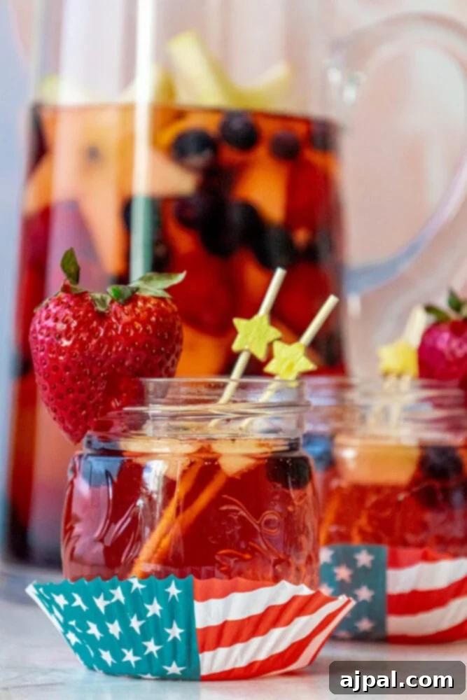 Stars and Stripes Celebration Punch 8 Patriotic punch in mason jars.
