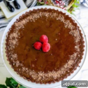 Silky chocolate tart with raspberries topping.
