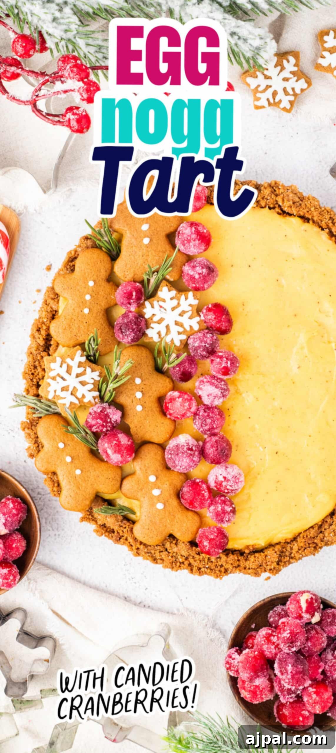 Festive Eggnog Tart 18 Eggnog tart with cranberries.