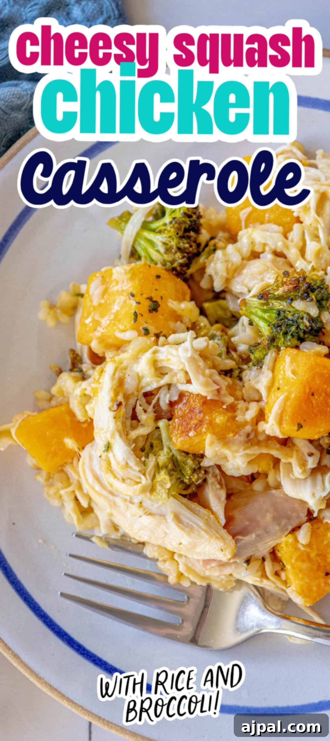 Cheesy butternut squash chicken casserole with rice, a rich and inviting meal.